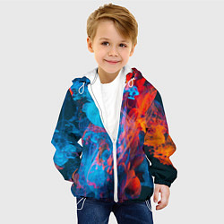 Куртка с капюшоном детская Абстрактное переплетение оранжевой и синей красок, цвет: 3D-белый — фото 2