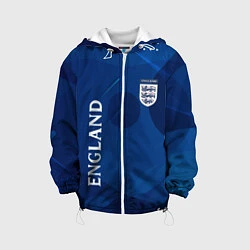 Куртка с капюшоном детская Сборная Англии Синяя Абстракция, цвет: 3D-белый