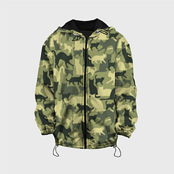 Детская куртка Кошачий камуфляж в зеленой гамме