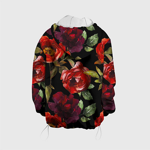 Детская куртка Цветы Нарисованные Розы На Чёрном Фоне / 3D-Белый – фото 2
