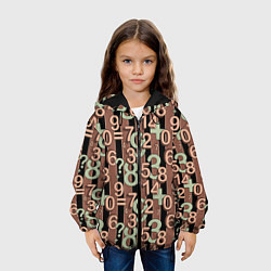 Куртка с капюшоном детская Коричневый узор Математика темный фон, цвет: 3D-черный — фото 2