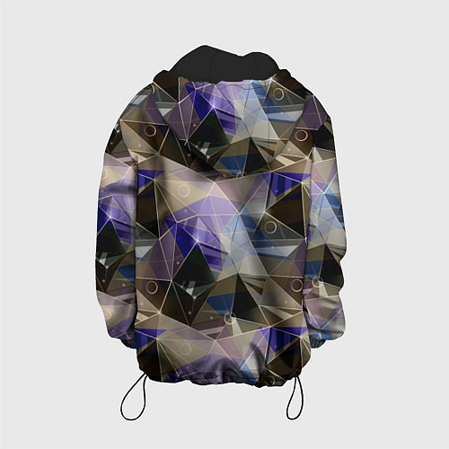 Детская куртка Полигональный абстрактный: бежевый, коричневый, си / 3D-Черный – фото 2
