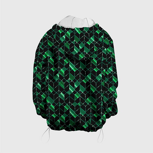 Детская куртка Геометрический узор, зеленые фигуры на черном / 3D-Белый – фото 2