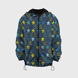 Куртка с капюшоном детская Парад звезд на синем фоне, цвет: 3D-черный