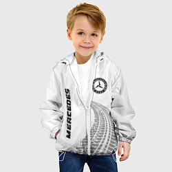 Куртка с капюшоном детская Mercedes speed на светлом фоне со следами шин: сим, цвет: 3D-белый — фото 2