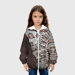 Куртка с капюшоном детская Ржавые шестеренки на сетке, цвет: 3D-белый — фото 2