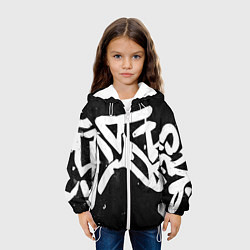 Куртка с капюшоном детская Иероглифы в стиле граффити, цвет: 3D-белый — фото 2