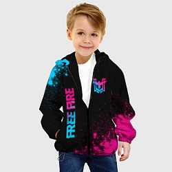 Куртка с капюшоном детская Free Fire - neon gradient: символ и надпись вертик, цвет: 3D-черный — фото 2