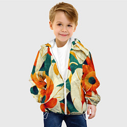 Куртка с капюшоном детская Винтажный цветочный рисунок, цвет: 3D-белый — фото 2
