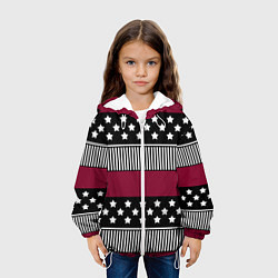 Куртка с капюшоном детская Burgundy black striped pattern, цвет: 3D-белый — фото 2