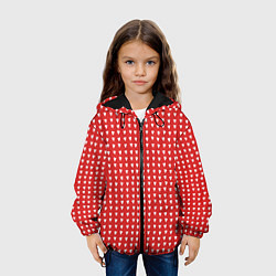 Куртка с капюшоном детская Красные сердечки паттерн, цвет: 3D-черный — фото 2