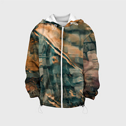 Куртка с капюшоном детская Абстрактное множество красок и разломов на поверхн, цвет: 3D-белый