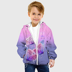 Куртка с капюшоном детская BTS красивые бабочки, цвет: 3D-белый — фото 2