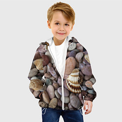 Куртка с капюшоном детская Морские камни и ракушки, цвет: 3D-белый — фото 2