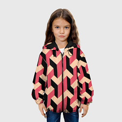 Куртка с капюшоном детская Объемный геометрический узор geometry, цвет: 3D-черный — фото 2