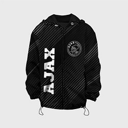 Куртка с капюшоном детская Ajax sport на темном фоне: надпись, символ, цвет: 3D-черный