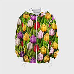 Детская куртка Объемные разноцветные тюльпаны