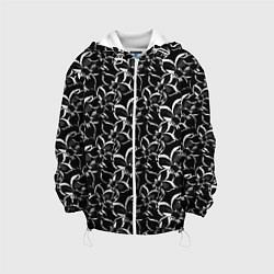 Куртка с капюшоном детская Черно-белый цветочный узор, цвет: 3D-белый