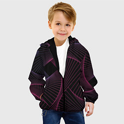 Куртка с капюшоном детская Неоновые волны градиент, цвет: 3D-черный — фото 2