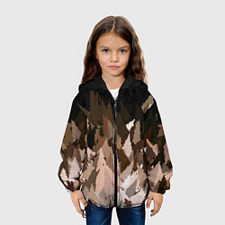 Куртка с капюшоном детская Abstract mosaic pattern brown and black, цвет: 3D-черный — фото 2
