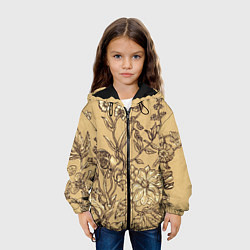 Куртка с капюшоном детская Флора рисунок, цвет: 3D-черный — фото 2