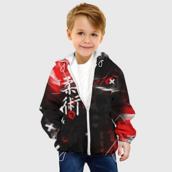 Куртка с капюшоном детская Джиу-Джитсу : Глитч красный, цвет: 3D-белый — фото 2
