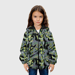 Куртка с капюшоном детская Черный, серые, желтые каракули, цвет: 3D-черный — фото 2