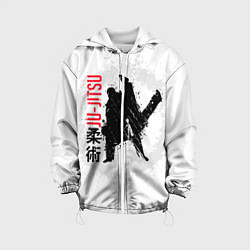 Куртка с капюшоном детская Jiu jitsu splashes logo, цвет: 3D-белый