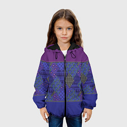 Куртка с капюшоном детская Combined burgundy-blue pattern with patchwork, цвет: 3D-черный — фото 2