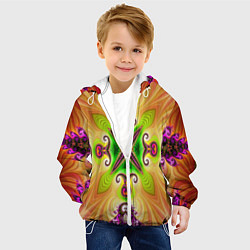 Куртка с капюшоном детская Яркий фрактальный узор, цвет: 3D-белый — фото 2