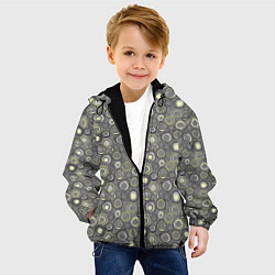 Куртка с капюшоном детская Серый абстрактный узор ретро с кольцами, цвет: 3D-черный — фото 2