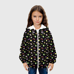 Куртка с капюшоном детская 90s pattern on black, цвет: 3D-белый — фото 2