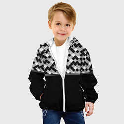 Куртка с капюшоном детская Черно-белый геометрический узор, цвет: 3D-белый — фото 2