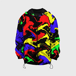 Куртка с капюшоном детская Яркие абстрактные краски, цвет: 3D-черный
