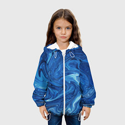Куртка с капюшоном детская Волновые разводы на поверхности воды, цвет: 3D-белый — фото 2