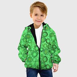 Куртка с капюшоном детская Ярко-зеленый неоновый абстрактный узор, цвет: 3D-черный — фото 2