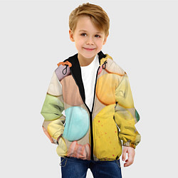 Куртка с капюшоном детская Разноцветные пирожные Макарон, цвет: 3D-черный — фото 2