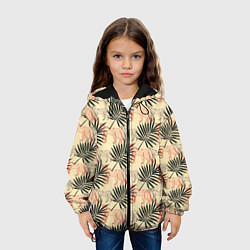 Куртка с капюшоном детская Пальмы и гепард узор, цвет: 3D-черный — фото 2