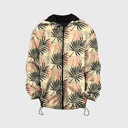 Куртка с капюшоном детская Пальмы и гепард узор, цвет: 3D-черный
