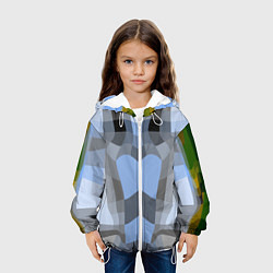 Куртка с капюшоном детская Абстракт мозаика графический узор, цвет: 3D-белый — фото 2