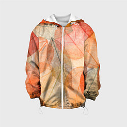 Куртка с капюшоном детская Осенние прозрачные листья, цвет: 3D-белый