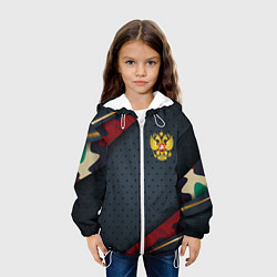 Куртка с капюшоном детская Герб России черно-красный камуфляж, цвет: 3D-белый — фото 2