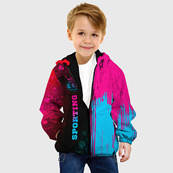 Куртка с капюшоном детская Sporting - neon gradient: по-вертикали, цвет: 3D-черный — фото 2