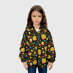 Куртка с капюшоном детская Русский яркий узор, цвет: 3D-черный — фото 2