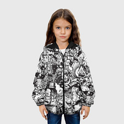 Куртка с капюшоном детская Граффити на белом фоне, цвет: 3D-черный — фото 2