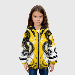 Куртка с капюшоном детская Абстрактный развод краской по холсту, цвет: 3D-черный — фото 2