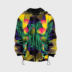 Куртка с капюшоном детская Цветная абстрактная полоса графика, цвет: 3D-черный