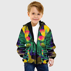 Куртка с капюшоном детская Цветная абстрактная полоса графика, цвет: 3D-черный — фото 2