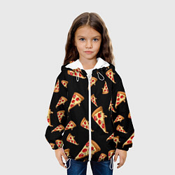 Куртка с капюшоном детская Куски пиццы на черном фоне, цвет: 3D-белый — фото 2