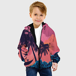 Куртка с капюшоном детская Человек отдыхает в гамаке под пальмами, цвет: 3D-черный — фото 2
